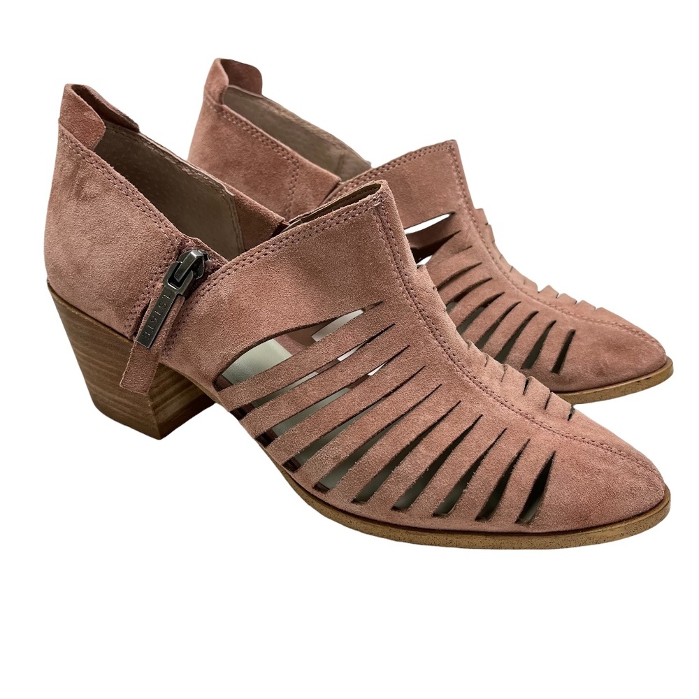 1 STATE ARNET Blush Soft Pink Chunky Block Heels Sandals Ankle Booties Shoes  7